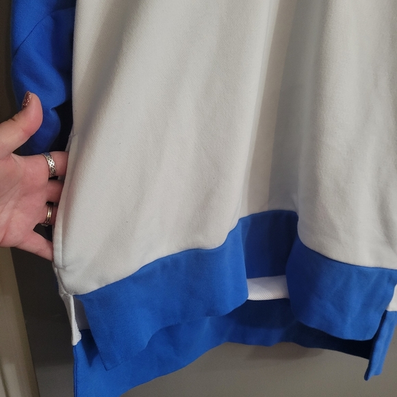 Nike Dri Fit 1/4 Zip Pullover Sweatshirt Colorblock White Blue Size Medium Logo - Picture 6 of 6